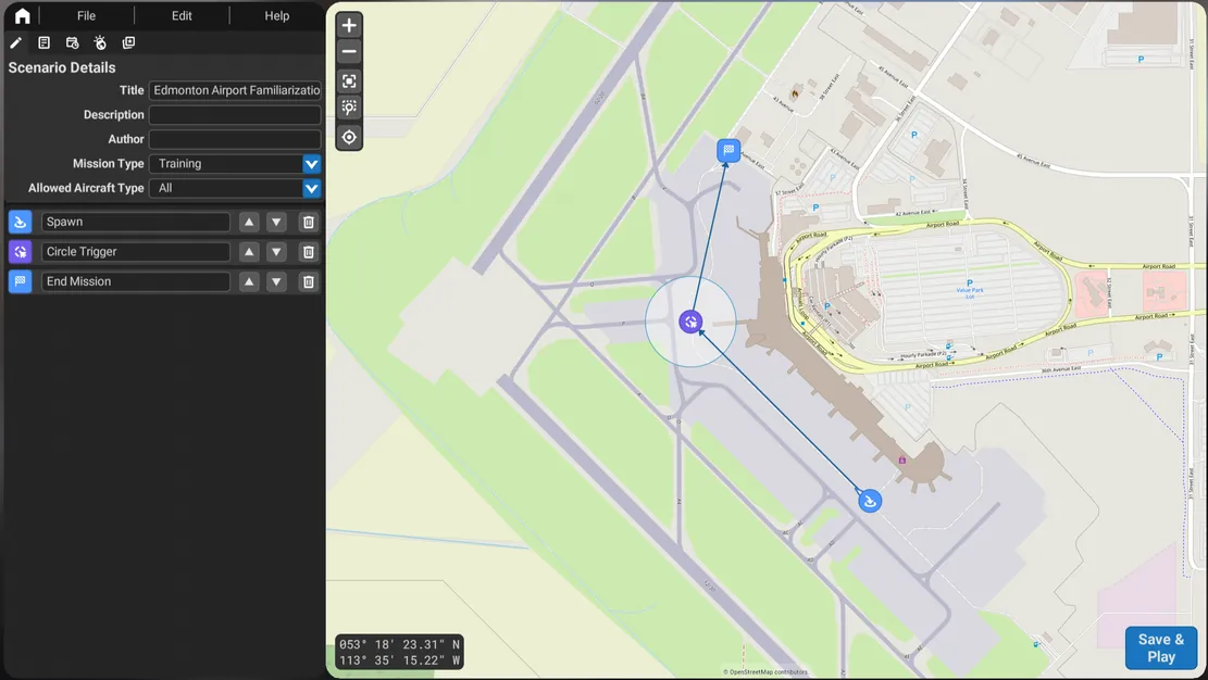 Mission Editor with the airport map