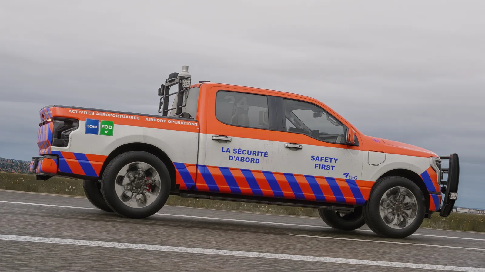 Operations pickup in airport livery