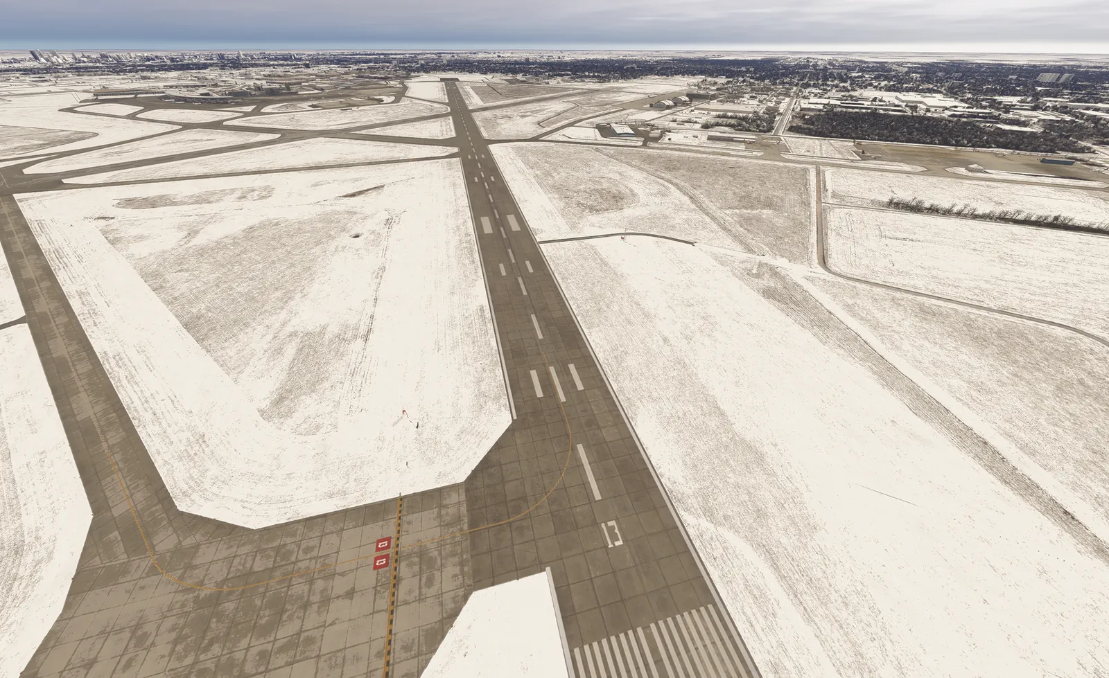 Snow-covered airfield on the digital twin