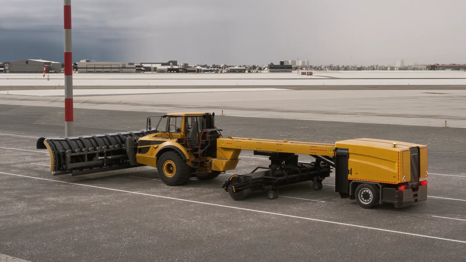 Winter apron with the control tower